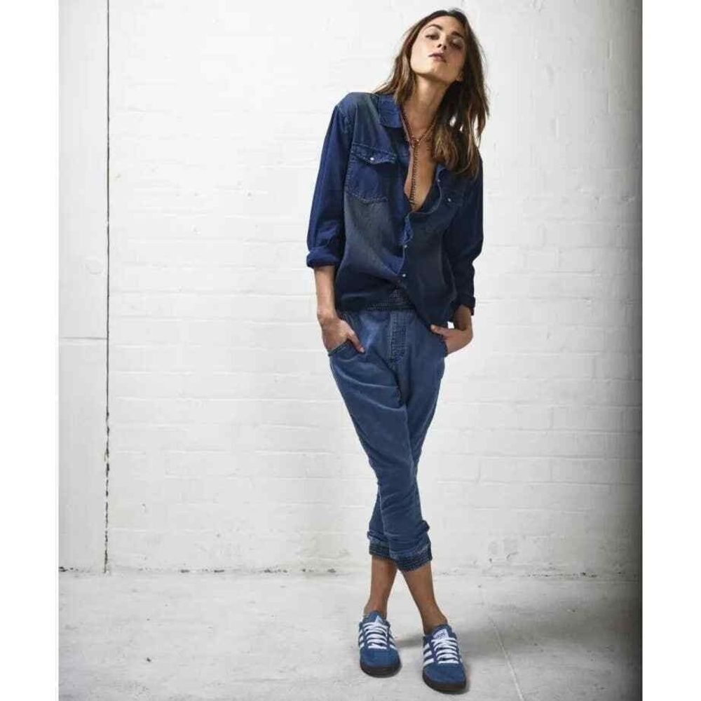 NEW One Teaspoon Joggers Jeans XS Cropped Low Waist Harem Sport Jean Grunge Blue